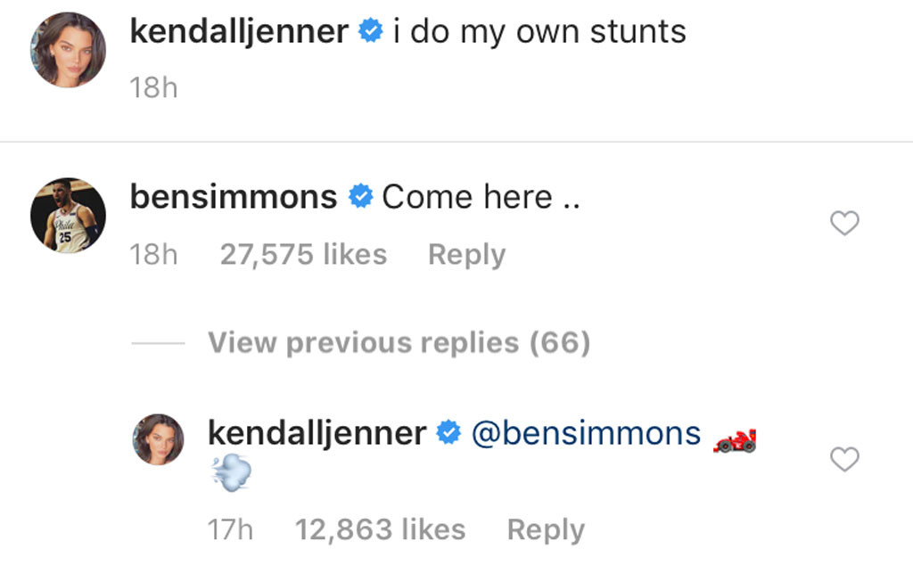 Kendall Jenner, Ben Simmons, Instagram